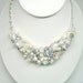 Soft White and Silver Bridal Statement Necklace -Rhinestones & Pearls Bridal bib- Vintage Inspired bridal accessory-Collage wedding jewelry