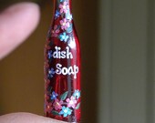 Miniature Dollhouse DISH DETERGENT Dispenser-Wine Bottle- OOAK- Hand-painted