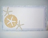 beach theme place cards, star fish place card, sand dollar place card, wedding place card, beach party, tented place cards