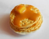 Pancakes stack & Syrup ring - handmade miniature polymer clay food jewerly
