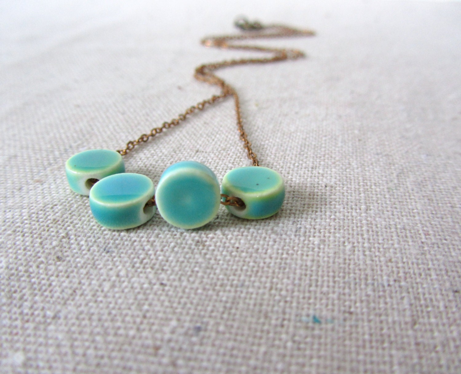 Mint Necklace, Minimalist, Pastel, Porcelain, Geometric, Dainty