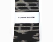 Black and grey woven ikat cotton pocket square