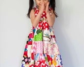 Girls Patchwork Twirl Dress - Rainbow Patchwork Dress - Rainbow Sundress - Custom Design - Twirl Dress - Sundress -  3T to 6T