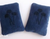 2  - Globe Thistle Medium Weight Velvet Cotton Pillow Sachet  filled with French dried Lavender flowers bloom buds Aromatherapy Ornament