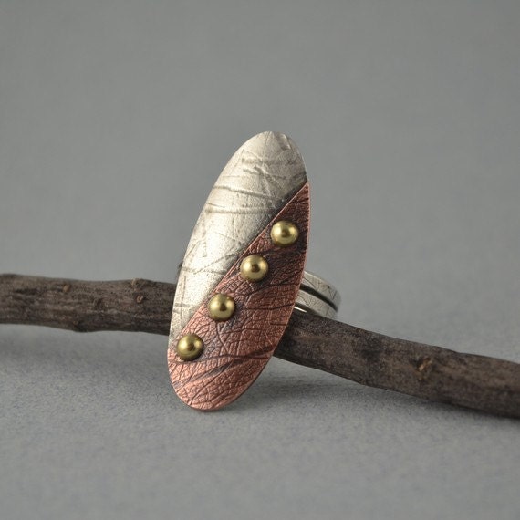 Metalsmith Ring - Copper Ring - Mixed Metal Ring - Statement Jewelry