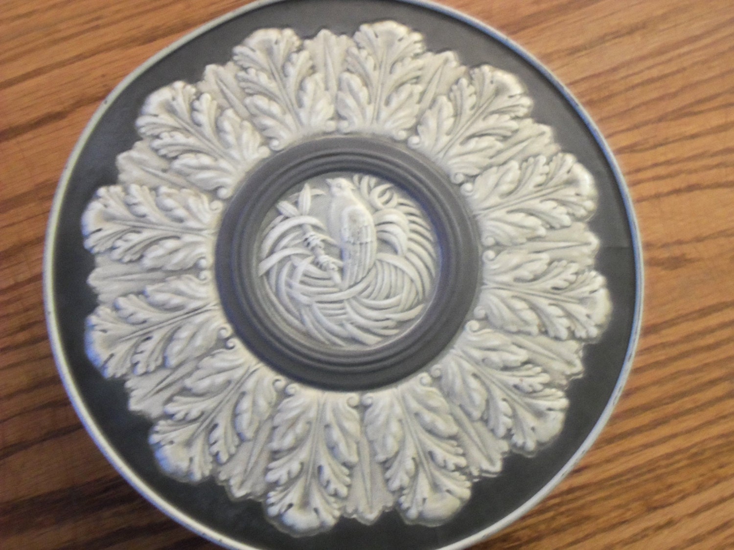 Vintage Mid Century Storage Tin, Bird of Paradise/Greek Godesses