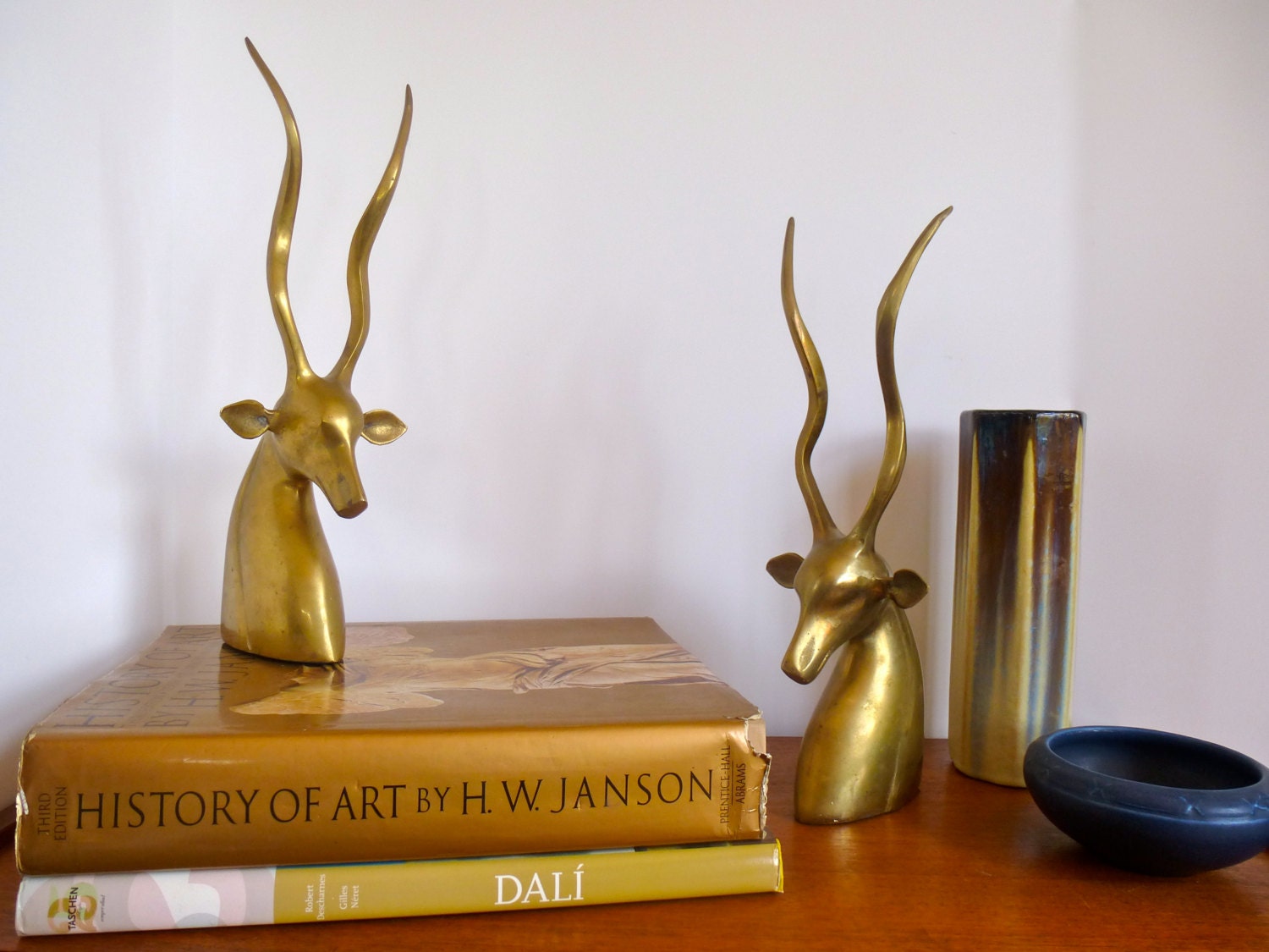 Vintage Brass Gazelle Head Sculpture Art Moderne