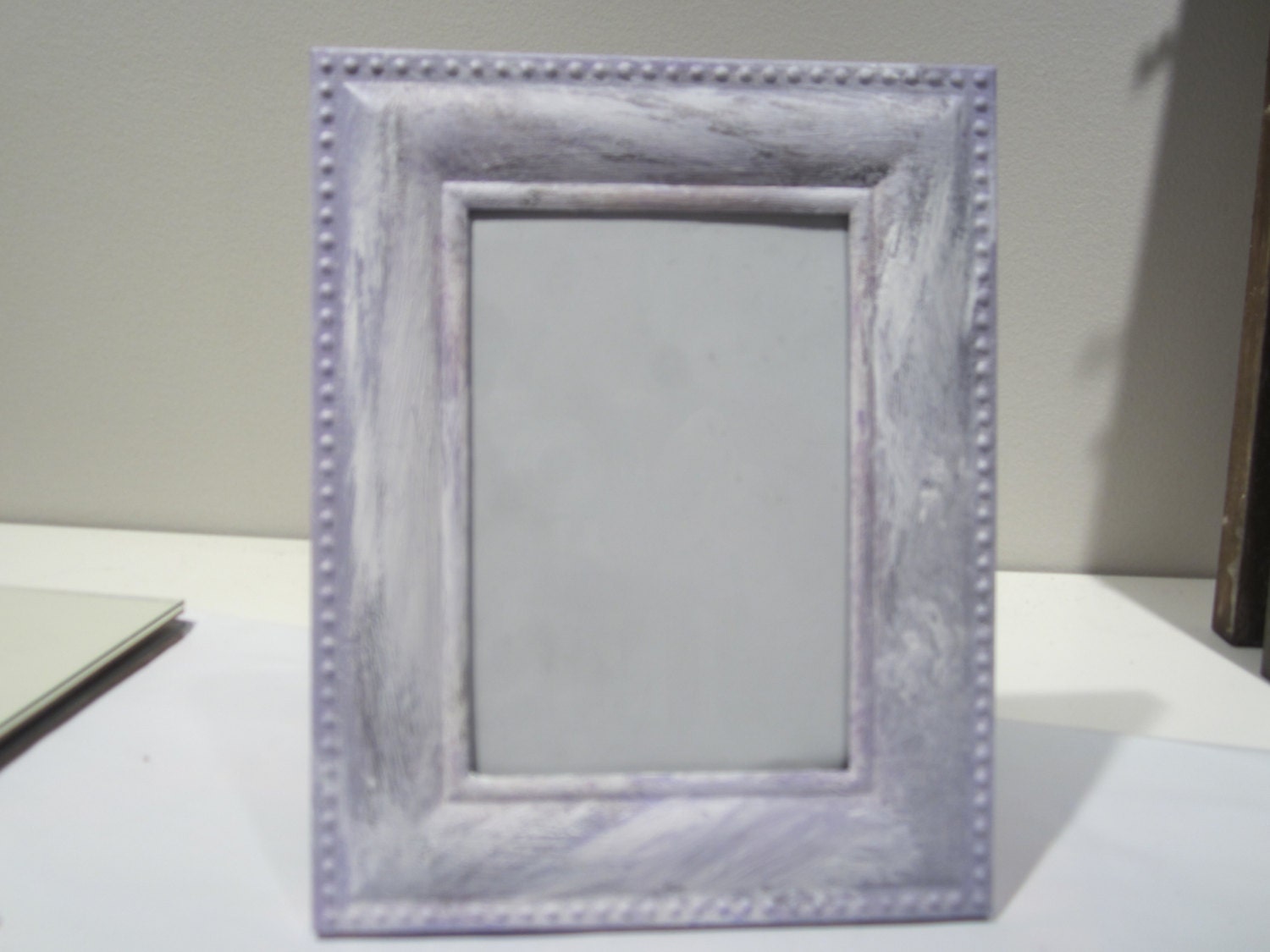 Hand-Painted 4x6 Purple / White / Silver Picture Frame