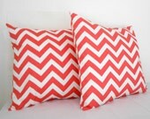 Coral Chevron Pillow Covers 18 X 18 inches