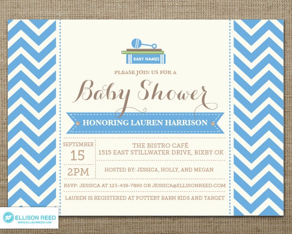 Boy Baby Shower Invitation - Books Baby Shower Invitation - Chevron Baby Shower - Girl Baby Shower Invitation - Sprinkle Il_570xn