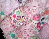 Flannel Baby Rag Quilt for Girls Pink