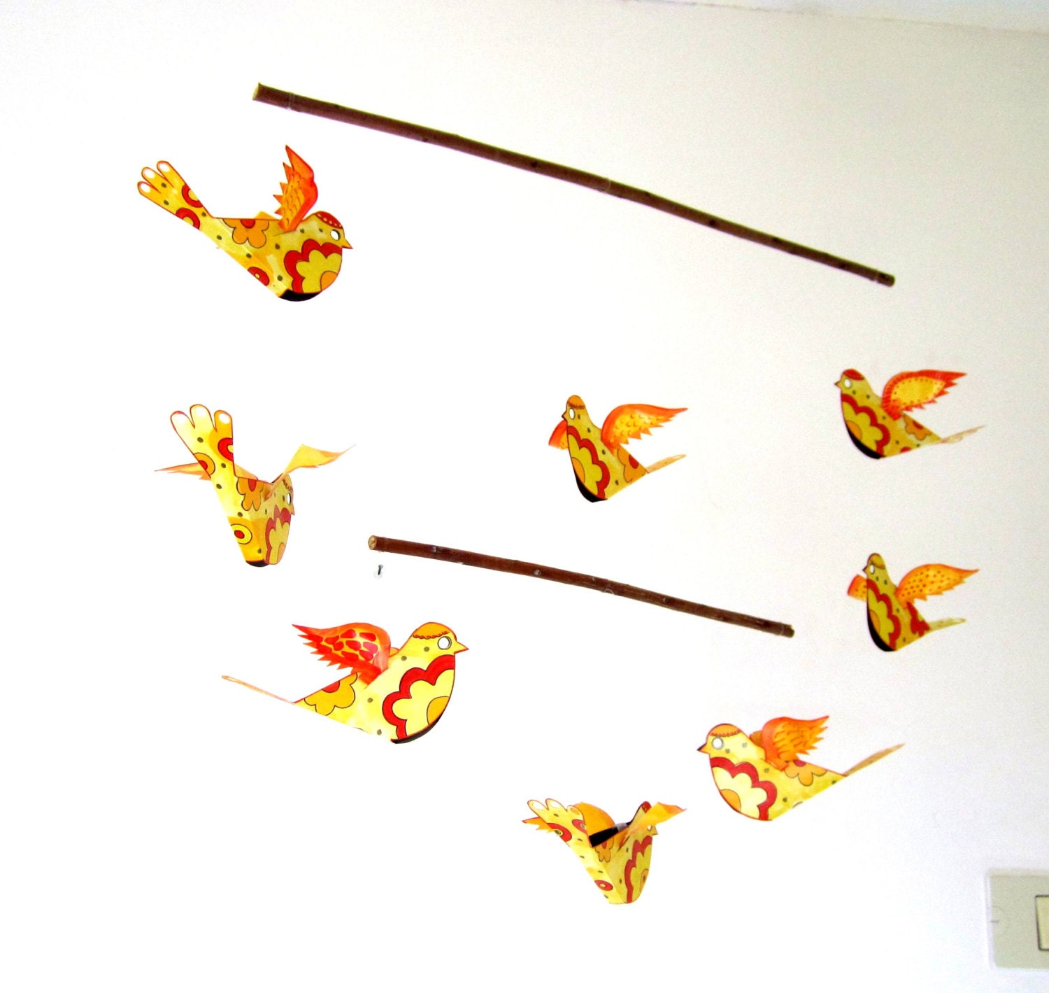 Baby Mobile - Bird Mobile - Handmade - hanging mobile for babies and children - crib mobile - nursery art decoration mobile