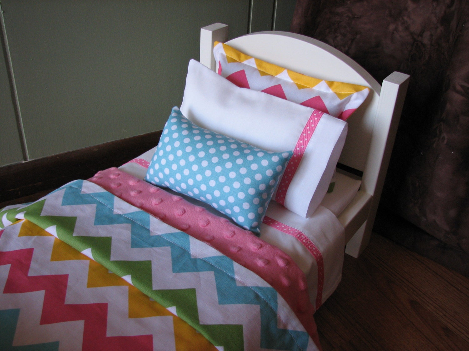 Chevron Bedding Set for American Girl Doll or similar 18" dolls