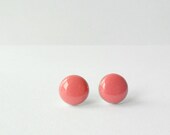 Coral stud earrings, summer jewelry, round post earrings, minimalist studs - ThePurpleBalloon