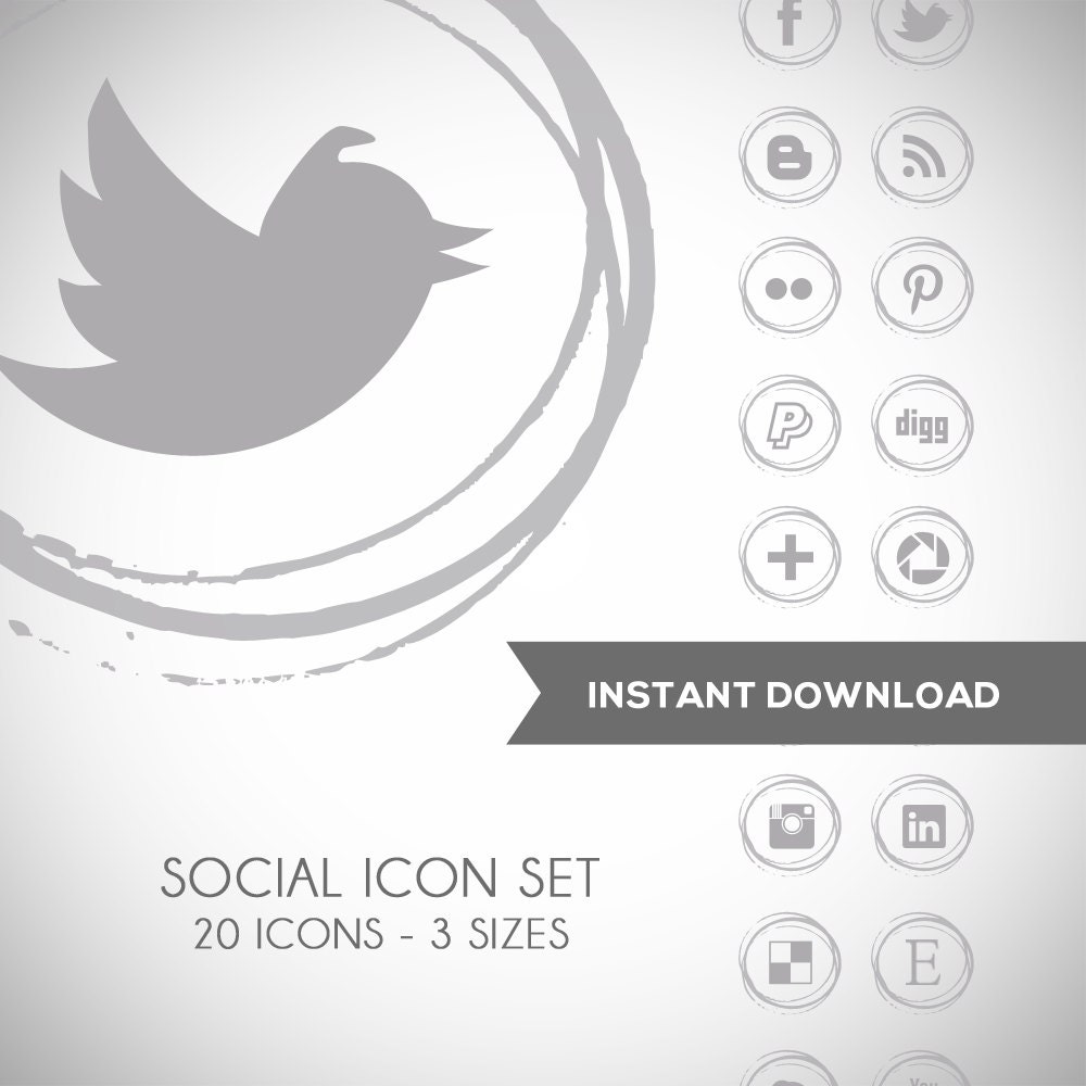 Social Media Icon Buttons - Blog or Website