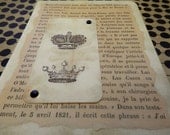 OOAK Art Collage and Ink Card with French Text and Crowns
