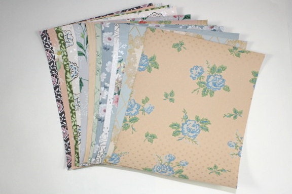 Vintage Wallpaper Sample Collage Pack (12 Sheets, 8 1/2 in. x 10 1/2 in.)