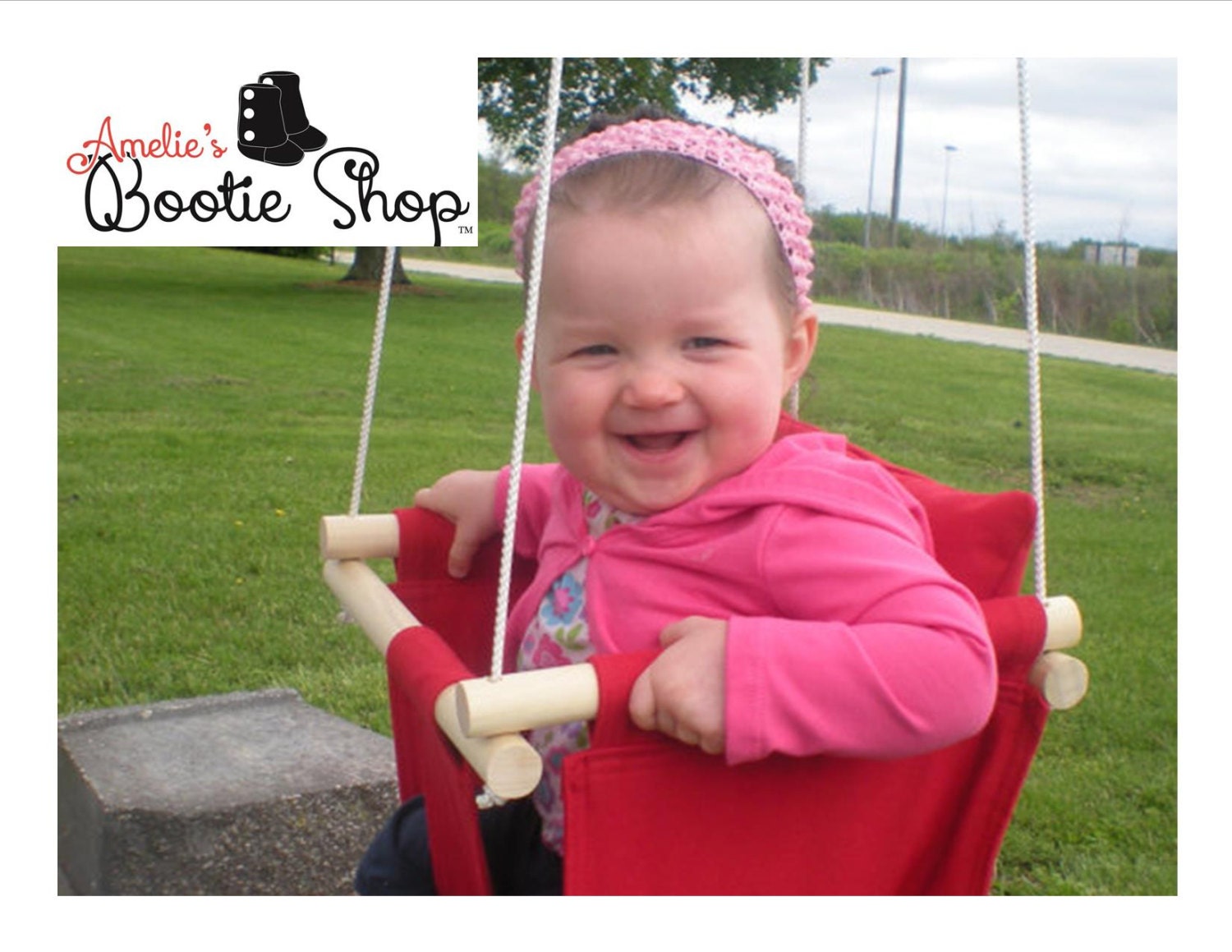Portable Outdoor or Indoor Fabric Baby Infant Tree Swing to Toddler Swing - Baby Toy in Red