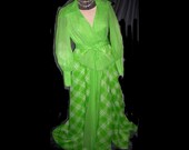 Vtg 70s Designer Full Sweep Wrap Around Hostess Gown M