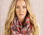 Boho Tribal Infinity Scarf Aztec Printed Grey Crinkled Infinity Loop Scarf Bohemian Women's Fashion Accessories Long Scarves (SCF-128)