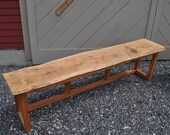 Live Edge Hard Maple Bench With Reclaimed Heart Pine