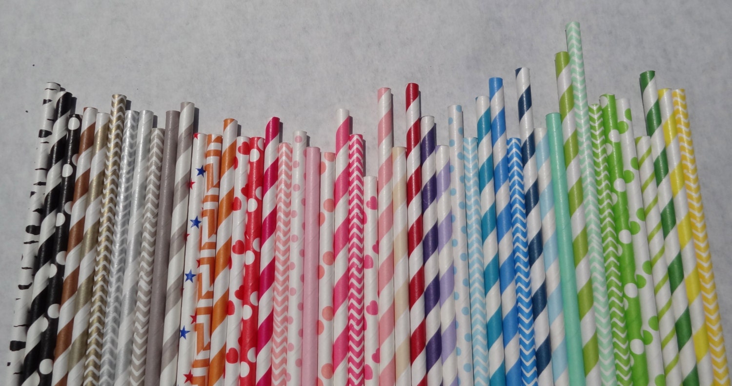 Paper Straw, 50 Pack, Pick Your Color/s Il_570xn