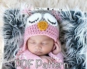 PATTERN: Owl hat, size newborn to adult, easy crochet PDF InStant DigiTaL DowNLoaD, sleepy or awake eyes, Permission to Sell