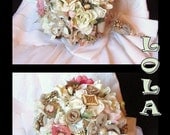 LOLA - Ivory / Gold / Coral Brooch Bridal Bouquet - LOLA