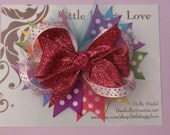Easter Hair Clip - Boutique Bow - Glitter Pink Purple Yellow Green Blue Toddler, Adult, Child, baby, Infant Summer Spring