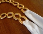 Retro Gold Chain with White Fabric End Ties.  Gold and White.