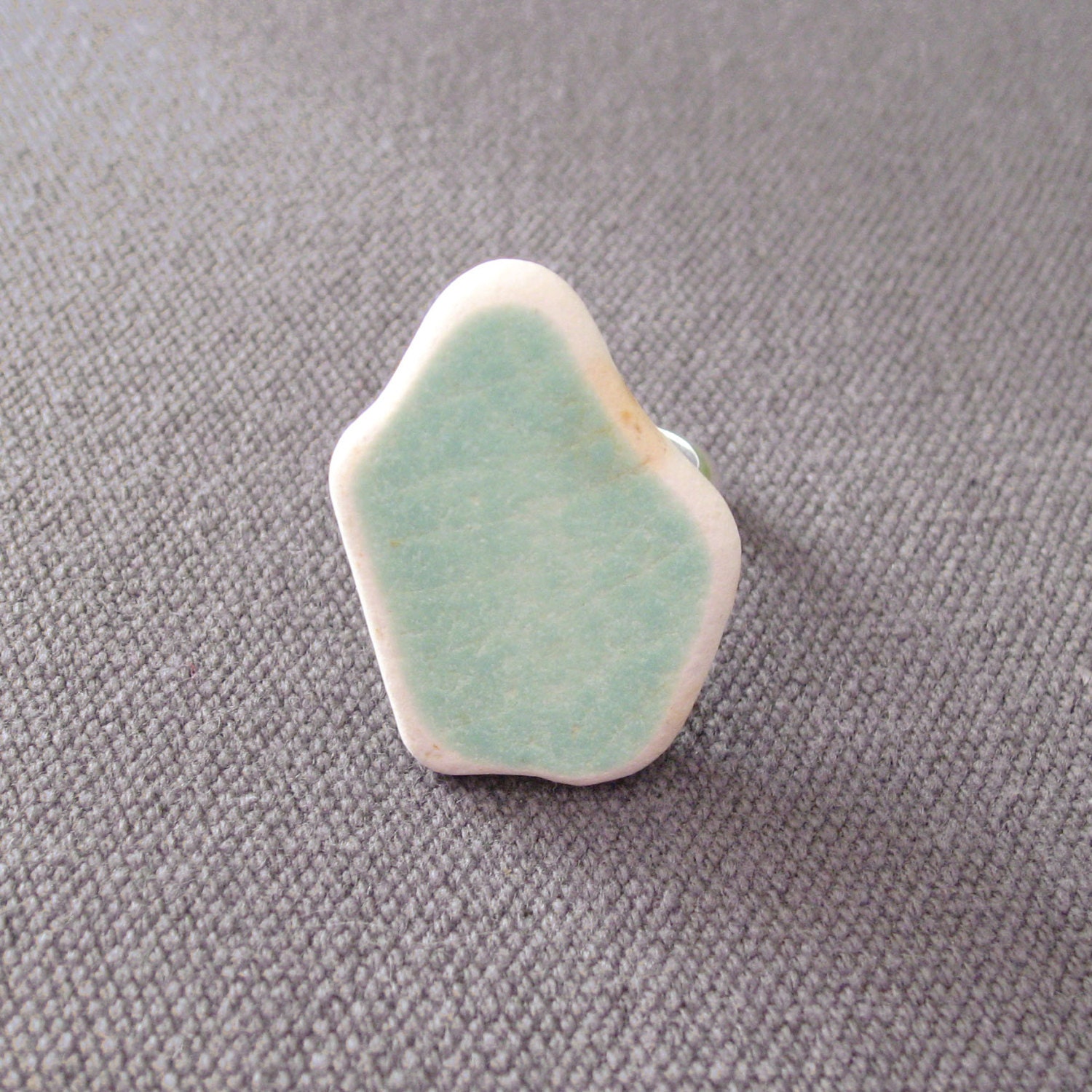 Clear Turquoise Stone Ring // Any Size // One Off Rings collection // Construction Waste // ceramic stone // silver ring