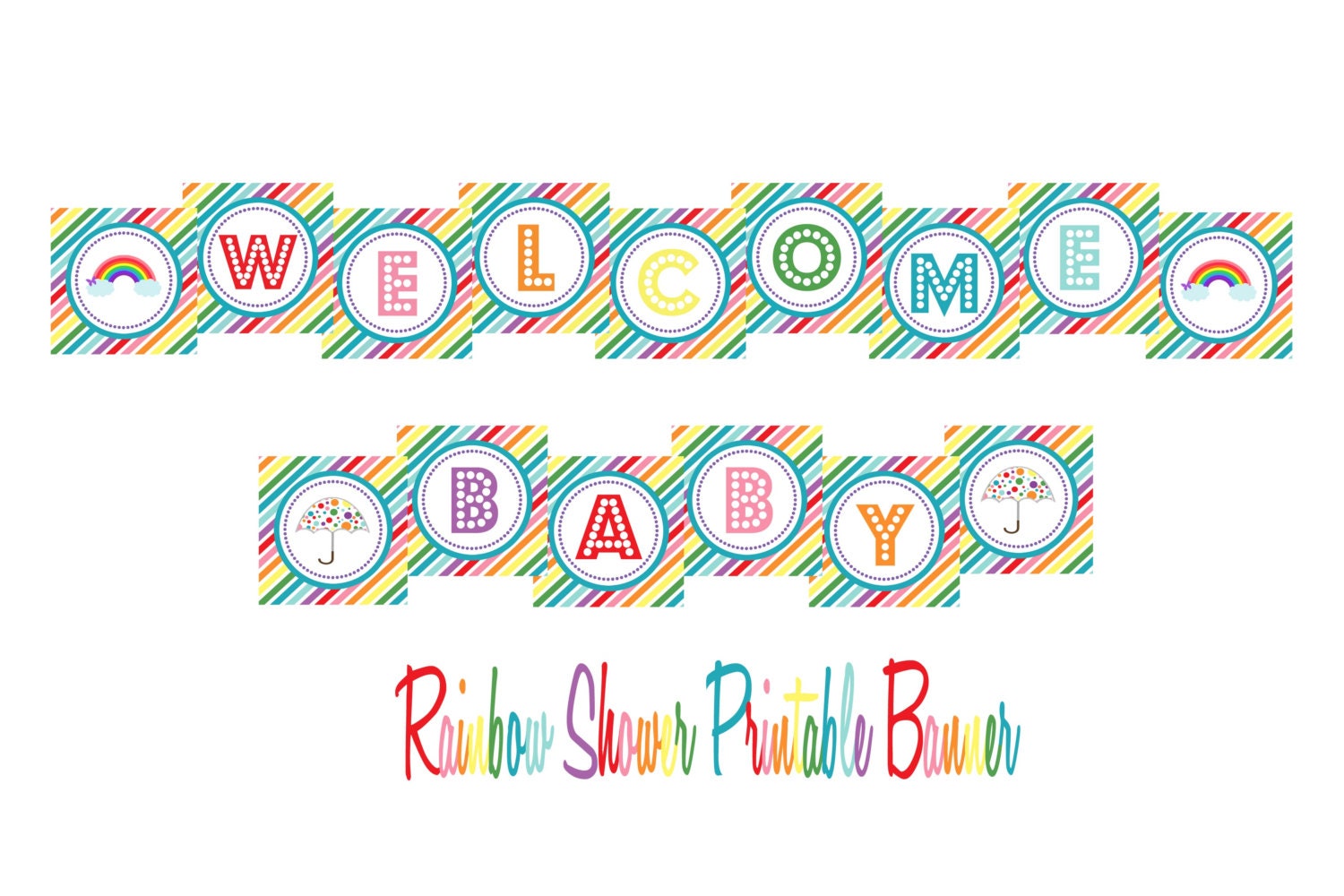 INSTANT DOWNLOAD -- Rainbow Baby Shower Printable Banner