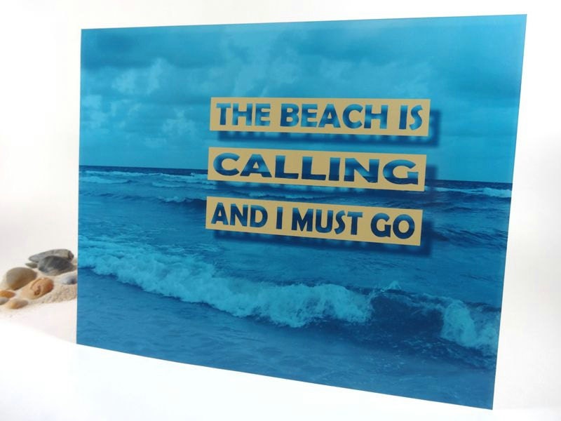 Beach Print Inspirational Quote Turquoise Blue and Beige 8" x 10"