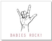 Babies ROCK Pregnancy BABY CARD. Funny Card for a Pregnant Friend. Congratulations Baby Girl on the Way. Eco Card