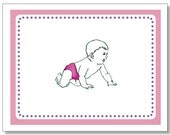 Adorable BABY CARD. Handmade & Eco Card. Baby Girl. Pregnant Friend. 1st Birthday. Pink baby