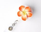 Orange Creme - Retractable Badge Reel - Flower Badge Holders - Designer ID Reel - Nurse Gifts - Pretty Name Badge Clips - BadgeBlooms