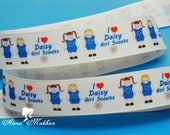 3 yards 7/8" I love Daisy GIRL SCOUTS Printed Grosgrain Ribbon