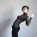Black gold floral lace blouse