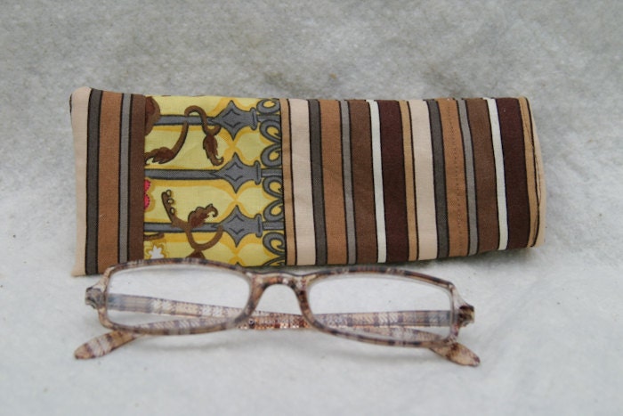 GC13-013  Eyeglasses Case - Brown Stripes - MEDIUM