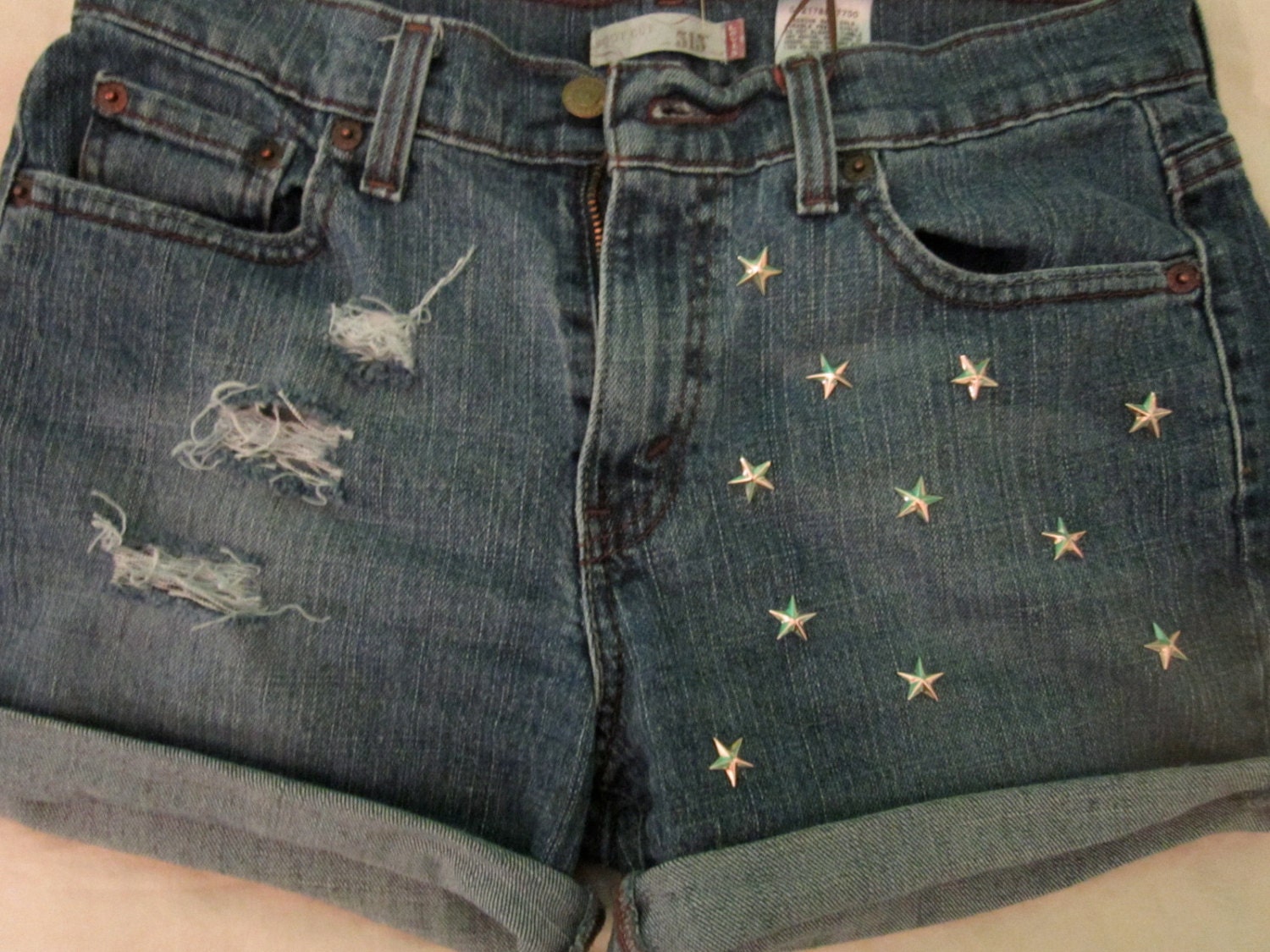 Star Studded High Waisted Levi Jean Shorts