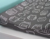 gray owls contoured changing pad cover