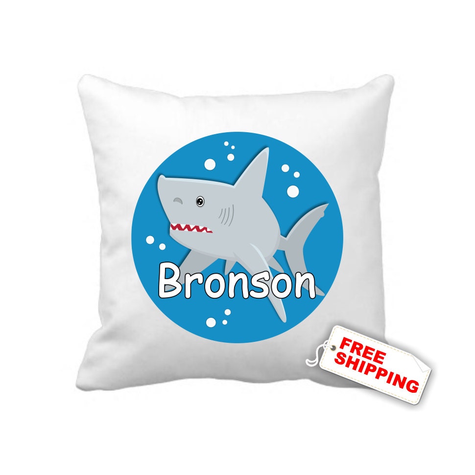 Boys shark pillow case - children personalized bedroom nursery decor - boy nursery room bedding
