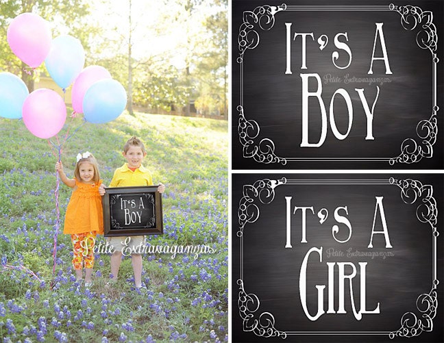 Gender Reveal Chalkboard Sign - Printable Digital File
