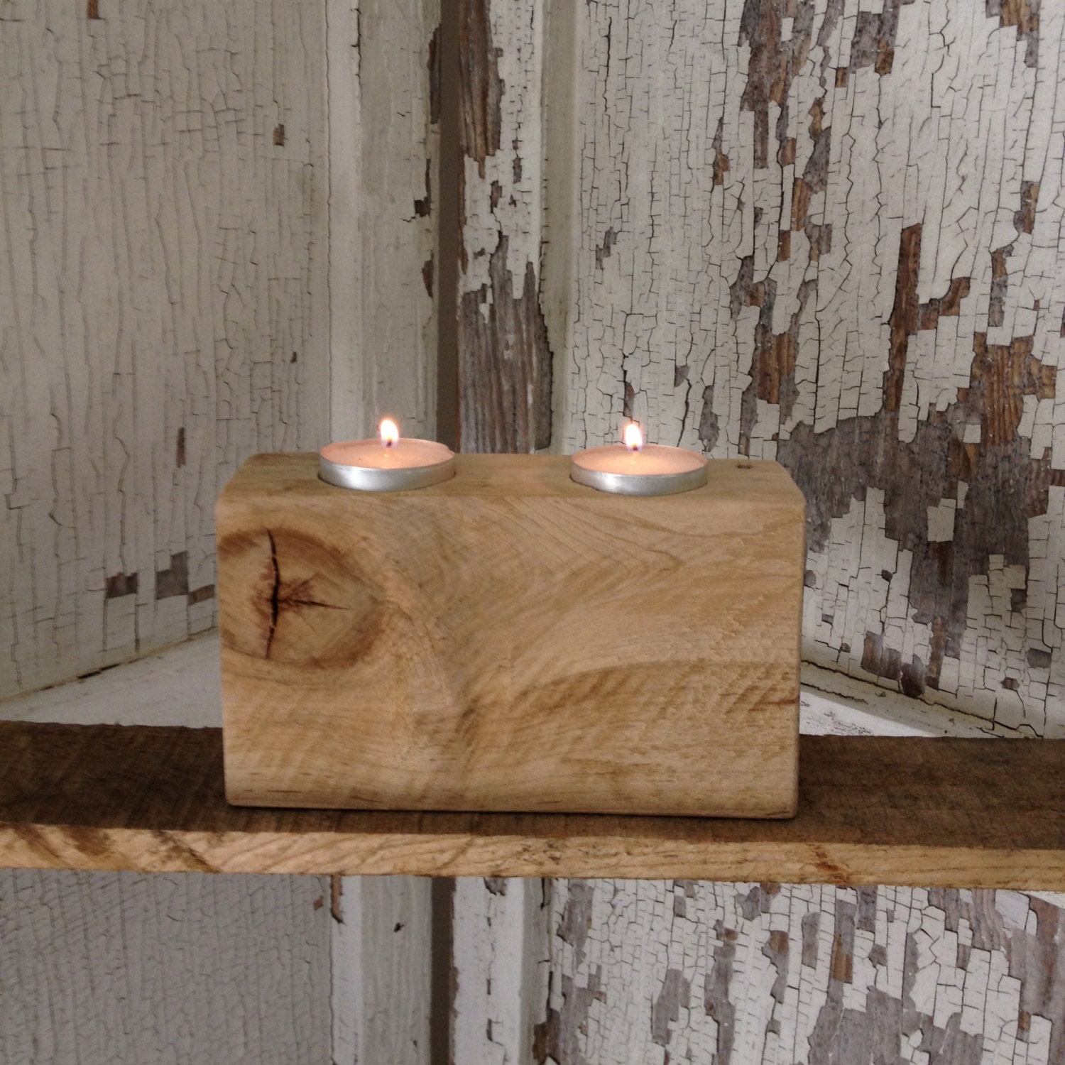 Reclaimed Pallet Wood Tea Light Holder (Natural)