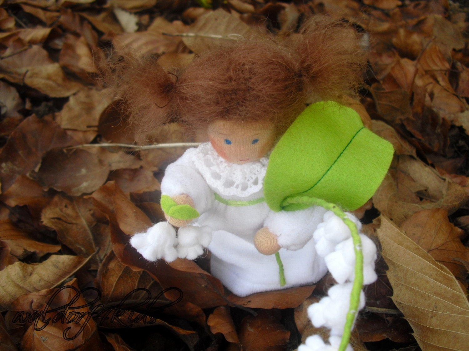 Lily of the Valley- tiny Waldorf doll- nature table- seasonal table- flower doll- spring decoration flower fairy flower child