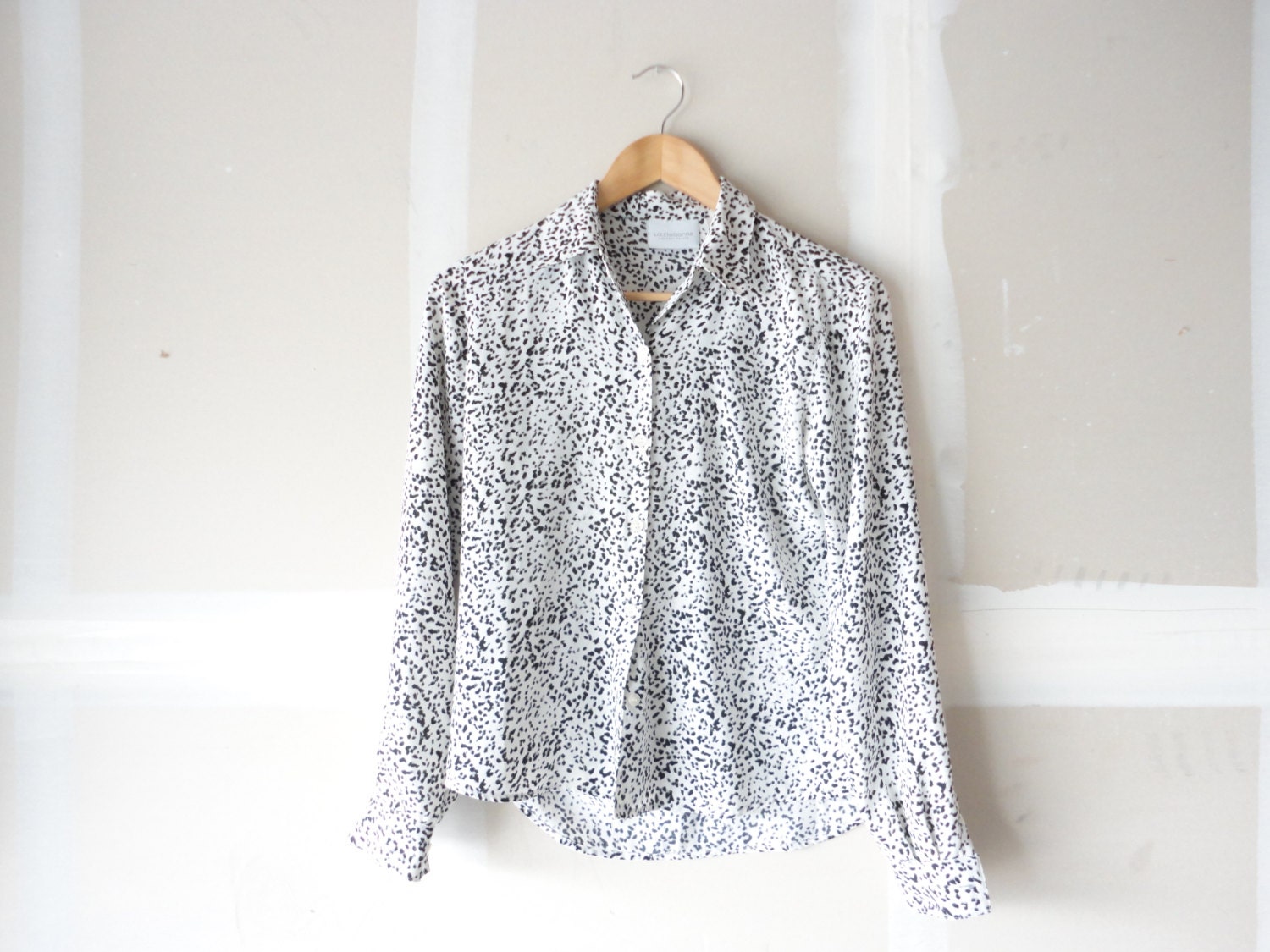 collar shirts, sheer blouses, black and white tops,  animal print top