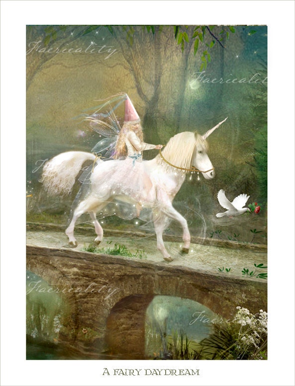 Fairy Print... Matted and hand signed print     ' A  Fairy  Daydream'  By Charlotte Bird