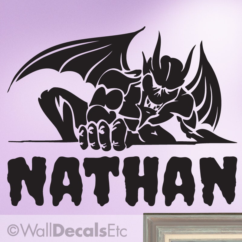 Gargoyle Vinyl Wall Decal with Custom Name, For the Gamer, the Skater or the Rocker, Home Decor