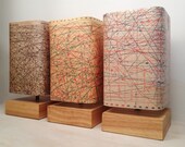 Custom order. Lamps with repurposed upcycled German vintage sewing patterns. Rare Industrial Chic.