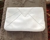 Vintage 1980s White Clutch with Attached Strap